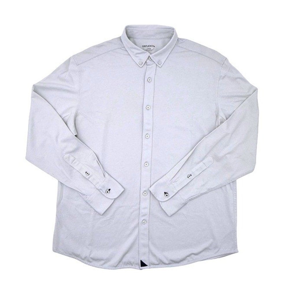 UNTUCKit Mens Button Down Shirt Large Light Gray Cotton Long Sleeve Casual